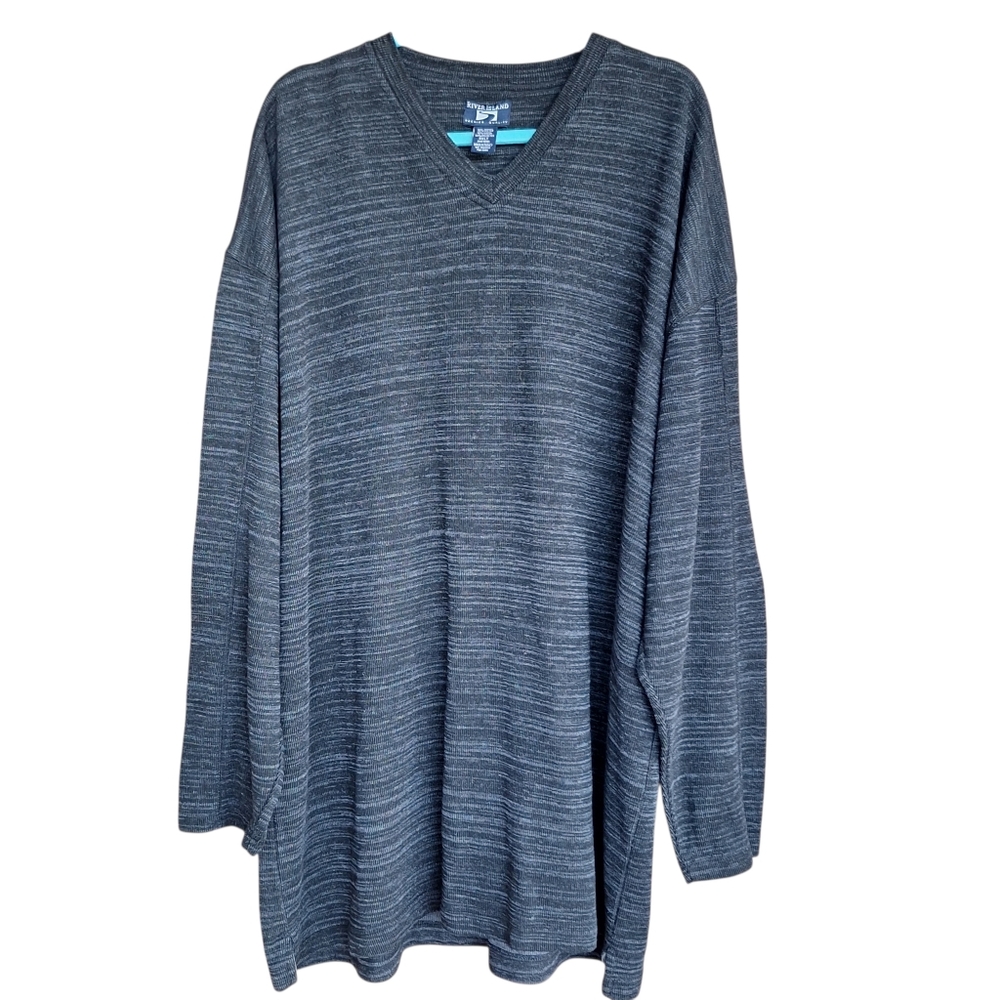 River Island Mens 3X Tall Vneck Heathered Gray Sweater Casual Work